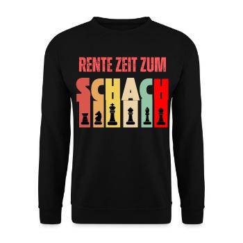 Rente Zeit Zum Schach Spruch - Unisex Pullover - Schwarz - Vorne - Alina (178cm) & Michal (187cm)
