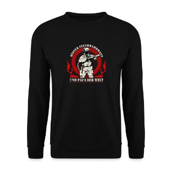 Bester Feuerwehrmann und Papa der Welt Feuerwehr - Unisex Pullover - Schwarz - Vorne - Alina (178cm) & Michal (187cm)