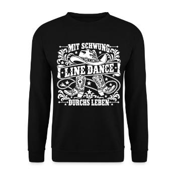 Line Dance Lebensfreude - Unisex Pullover - Schwarz - Vorne - Alina (178cm) & Michal (187cm)