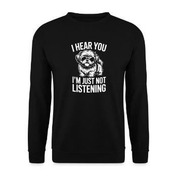Shih Tzu Spruch Hunde Lustiges Shih Tzu Geschenk - Unisex Pullover - Schwarz - Vorne - Alina (178cm) & Michal (187cm)