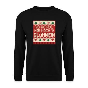 Ho Ho Hol mir Glühwein Strickmuster - Unisex Pullover - Schwarz - Vorne - Alina (178cm) & Michal (187cm)