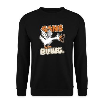 Gans ruhig Wütende Gans Spruch - Unisex Pullover - Schwarz - Vorne - Alina (178cm) & Michal (187cm)