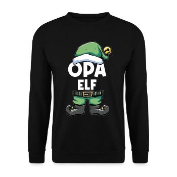Opa Elf Weihnachtself Elfe Weihnachtsoutfit Set - Unisex Pullover - Schwarz - Vorne - Alina (178cm) & Michal (187cm)