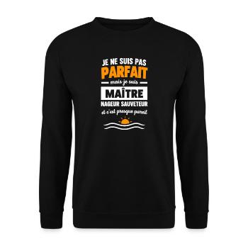Nicht perfekt: Rettungsschwimmer - Unisex Pullover - Schwarz - Vorne - Alina (178cm) & Michal (187cm)