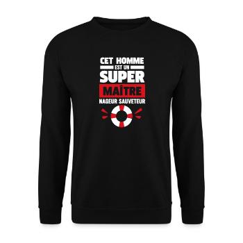 Super-Rettungsschwimmer - Unisex Pullover - Schwarz - Vorne - Alina (178cm) & Michal (187cm)