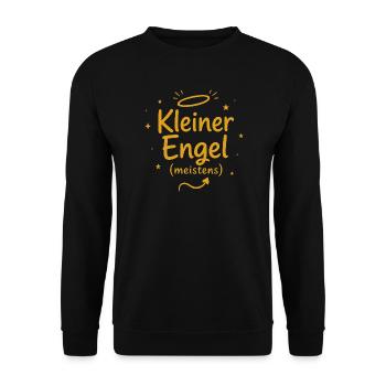 Kleiner Engel meistens Kinder Weihnachten - Unisex Pullover - Schwarz - Vorne - Alina (178cm) & Michal (187cm)