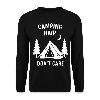 Camping Hair Don't Care - Unisex Pullover - Schwarz - Vorne - Alina (178cm) & Michal (187cm)