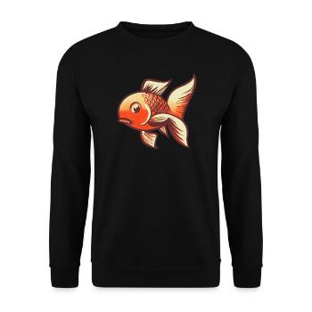 Goldfisch mit großen Flossen – Retro - Unisex Pullover - Schwarz - Vorne - Alina (178cm) & Michal (187cm)