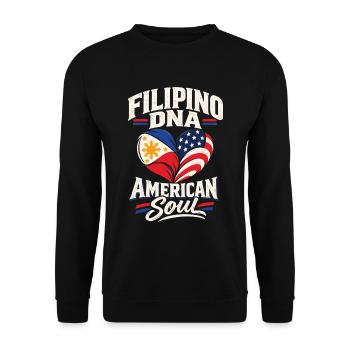 Philippinisches Blut Amerikanische Wurzeln - Unisex Pullover - Schwarz - Vorne - Alina (178cm) & Michal (187cm)