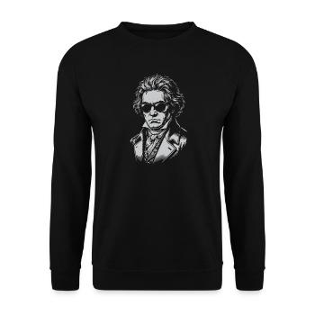 Beethoven-Porträt - Unisex Pullover - Schwarz - Vorne - Alina (178cm) & Michal (187cm)