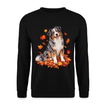 Herbsthunde Patch: Australian Shepherd - Unisex Pullover - Schwarz - Vorne - Alina (178cm) & Michal (187cm)