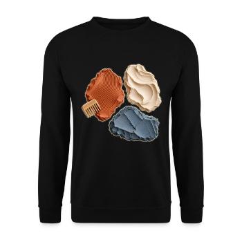 Spuren im Ton – Keramische Texturen - Unisex Pullover - Schwarz - Vorne - Alina (178cm) & Michal (187cm)