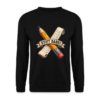 Stift dabei – GPS-Schatzsuche - Unisex Pullover - Schwarz - Vorne - Alina (178cm) & Michal (187cm)