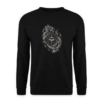 Die zwei Raben über dem Runenkreis - Unisex Pullover - Schwarz - Vorne - Alina (178cm) & Michal (187cm)