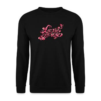 La vie en rose – Kultlied und Rosenblätter - Unisex Pullover - Schwarz - Vorne - Alina (178cm) & Michal (187cm)