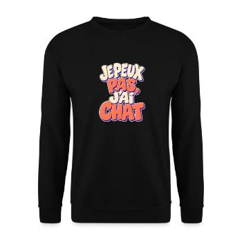I Can't I Have Cat – Katzenhumor - Unisex Pullover - Schwarz - Vorne - Alina (178cm) & Michal (187cm)