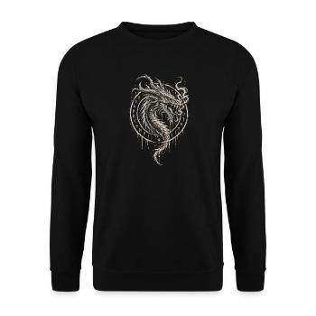 Der Drachenkopf im Runenkreis - Unisex Pullover - Schwarz - Vorne - Alina (178cm) & Michal (187cm)