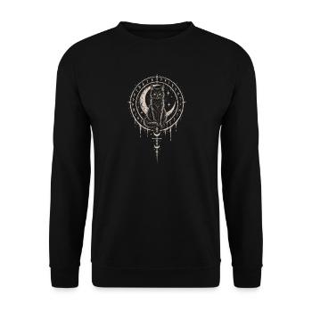 Die Hexenkatze unter dem Mond - Unisex Pullover - Schwarz - Vorne - Alina (178cm) & Michal (187cm)