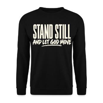 Bürste, ruhig, steh still und lass Gott handeln. - Unisex Pullover - Schwarz - Vorne - Alina (178cm) & Michal (187cm)
