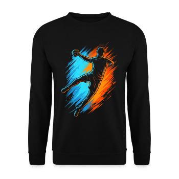 Handballspieler Handballer Kinder Jungen Handball  - Unisex Pullover - Schwarz - Vorne - Alina (178cm) & Michal (187cm)