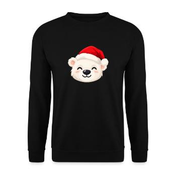 Eisbär süß mit Weihnachtsmütze - Unisex Pullover - Schwarz - Vorne - Alina (178cm) & Michal (187cm)