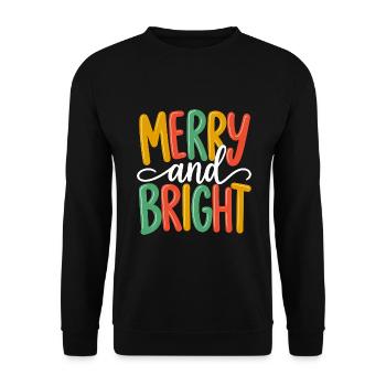 Merry And Bright Weihnachten Familie festlich - Unisex Pullover - Schwarz - Vorne - Alina (178cm) & Michal (187cm)