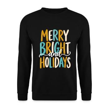 Merry Bright Holidays Weihnachten Retro - Unisex Pullover - Schwarz - Vorne - Alina (178cm) & Michal (187cm)
