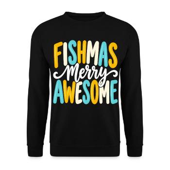 Fishmas Angler Weihnachten lustig Angeln - Unisex Pullover - Schwarz - Vorne - Alina (178cm) & Michal (187cm)