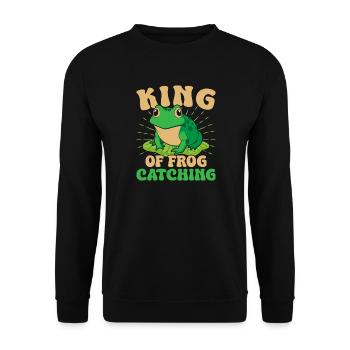 Frog Catcher King Of Frog - Unisex Pullover - Schwarz - Vorne - Alina (178cm) & Michal (187cm)