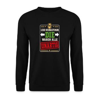 Lieber Weihnachtsmann – Freche Festtage - Unisex Pullover - Schwarz - Vorne - Alina (178cm) & Michal (187cm)
