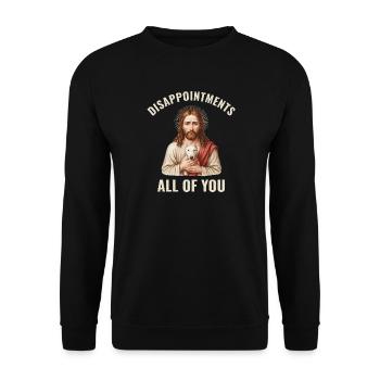 Disappointments Jesus mit Bullterrier - Unisex Pullover - Schwarz - Vorne - Alina (178cm) & Michal (187cm)