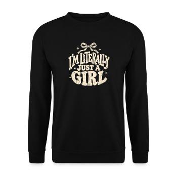 Literally Just A Girl Vintage - Unisex Pullover - Schwarz - Vorne - Alina (178cm) & Michal (187cm)