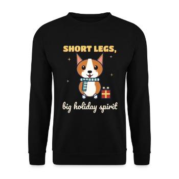 Short Legs, Big Holiday Spirit – Corgi Weihnachten - Unisex Pullover - Schwarz - Vorne - Alina (178cm) & Michal (187cm)