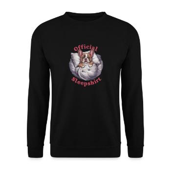 Offizielles Sleepshirt Französischen Bulldogge - Unisex Pullover - Schwarz - Vorne - Alina (178cm) & Michal (187cm)