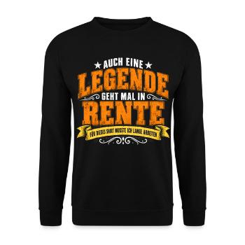 Auch Eine Legende Geht Mal In Rente Geschenk Rente - Unisex Pullover - Schwarz - Vorne - Alina (178cm) & Michal (187cm)