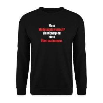 Mein Weihnachtswunsch? - Unisex Pullover - Schwarz - Vorne - Alina (178cm) & Michal (187cm)