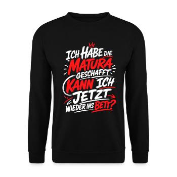 Matura geschafft, jetzt ins Bett - Unisex Pullover - Schwarz - Vorne - Alina (178cm) & Michal (187cm)