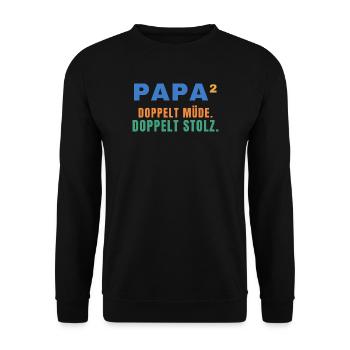 Papa² – Doppelt müde. Doppelt stolz. - Unisex Pullover - Schwarz - Vorne - Alina (178cm) & Michal (187cm)