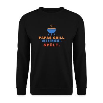 Papas Grill – Wer reinredet, spült. - Unisex Pullover - Schwarz - Vorne - Alina (178cm) & Michal (187cm)