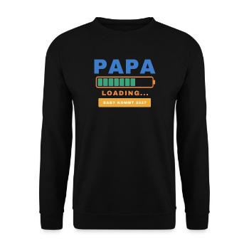 Papa Loading – Baby kommt 2027 - Unisex Pullover - Schwarz - Vorne - Alina (178cm) & Michal (187cm)