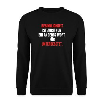 Besinnlich Unterbesetzt - Unisex Pullover - Schwarz - Vorne - Alina (178cm) & Michal (187cm)