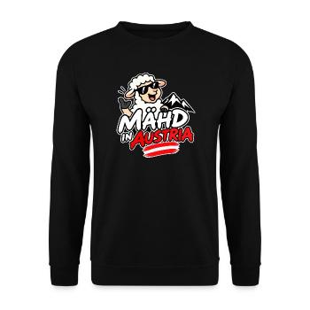 Mähd in Austria - made in Austria - Unisex Pullover - Schwarz - Vorne - Alina (178cm) & Michal (187cm)