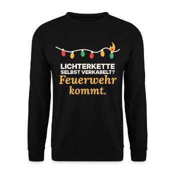Lichterkette selbst verkabelt? | Elektriker - Unisex Pullover - Schwarz - Vorne - Alina (178cm) & Michal (187cm)
