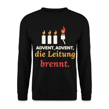 Advent, Advent, die Leitung brennt | Elektriker - Unisex Pullover - Schwarz - Vorne - Alina (178cm) & Michal (187cm)