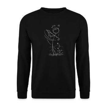 Golfer-Illustration Strichmann – für Golffans - Unisex Pullover - Schwarz - Vorne - Alina (178cm) & Michal (187cm)