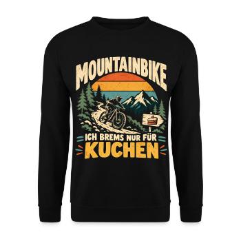 Mountainbike Kuchen Spruch - Unisex Pullover - Schwarz - Vorne - Alina (178cm) & Michal (187cm)
