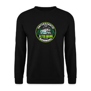 Unterschätze niemals alten Mann mit Wohnmobil  - Unisex Pullover - Schwarz - Vorne - Alina (178cm) & Michal (187cm)