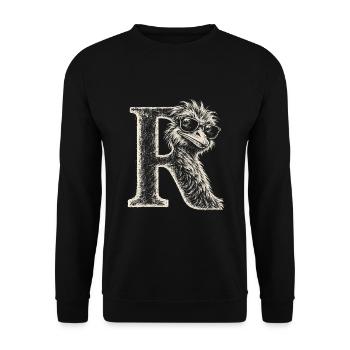 R-Ente Lustiges Design Rentner Ruhestand  - Unisex Pullover - Schwarz - Vorne - Alina (178cm) & Michal (187cm)