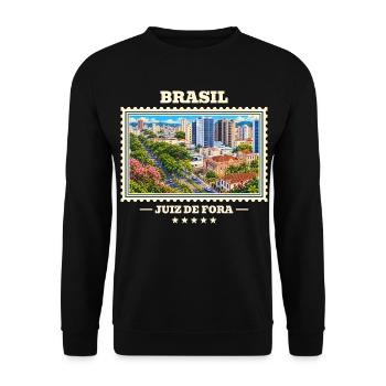 Brasilien Juiz de Fora Vintage Reisemarke - Unisex Pullover - Schwarz - Vorne - Alina (178cm) & Michal (187cm)
