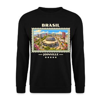 Brasilien Joinville Vintage Reisemarke - Unisex Pullover - Schwarz - Vorne - Alina (178cm) & Michal (187cm)